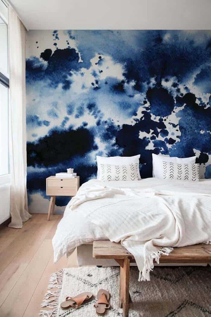 Watercolor Splashes Bedroom Accent Wall