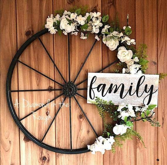 Use a Retro Bicycle Wheel as a Farmhouse Decor Piece