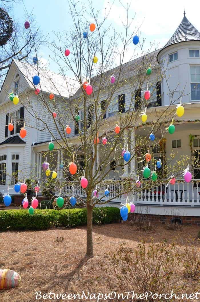 Upgrade an Outdoor Tree with Easter Egg Garland