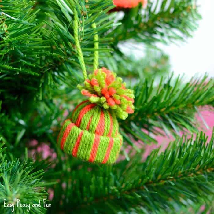 Craft Cute Christmas Tree Ornaments from Yarn