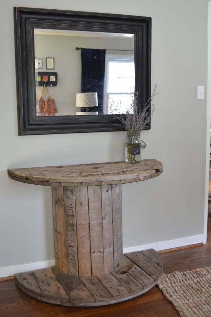 Wood Wire Spool Becomes a Side Table