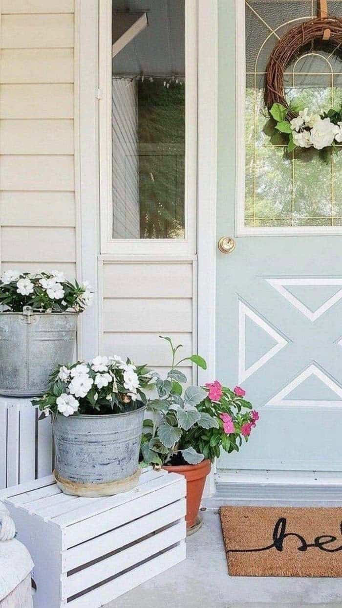 Contrast Bright Blooms With Galvanized Buckets