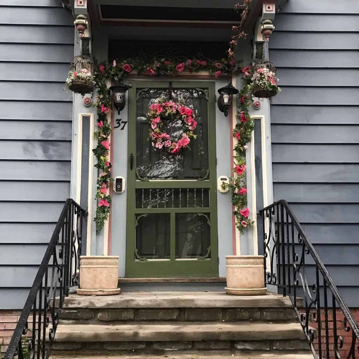 Pink Front Door Decoration