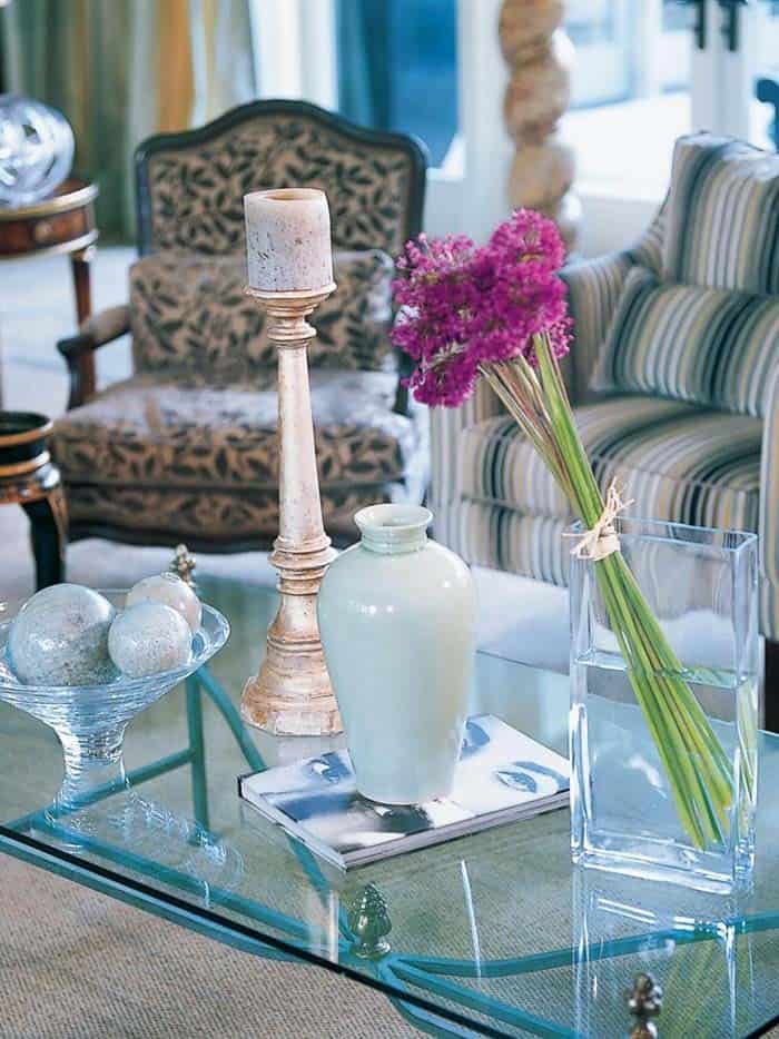 Glass Accents Highlight a Glass Coffee Table