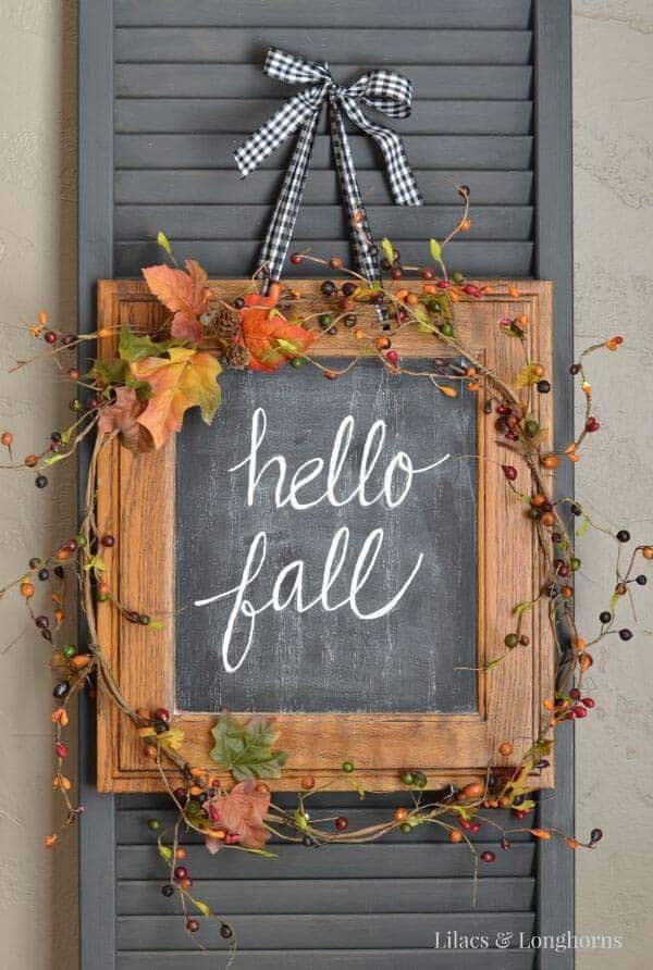 Welcome Guests with a Repurposed Cabinet Door Fall Wreath