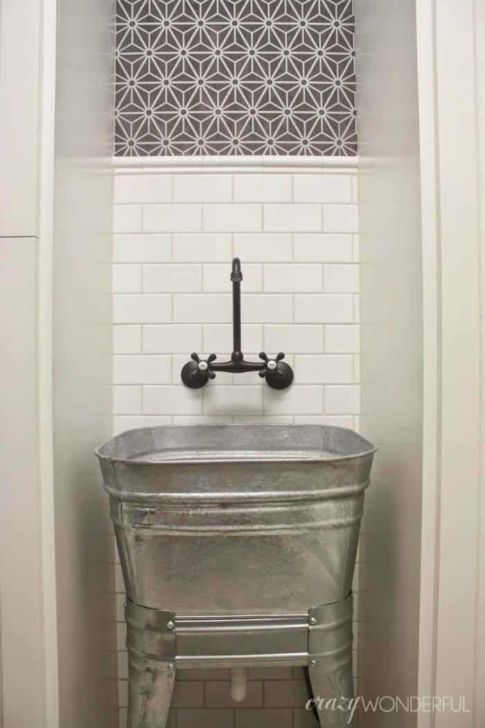 Statement Wall Behind A Washtub