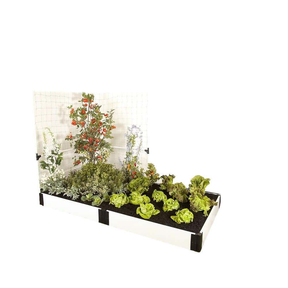 White Composite Raised Garden Bed Kit with Veggie Wall