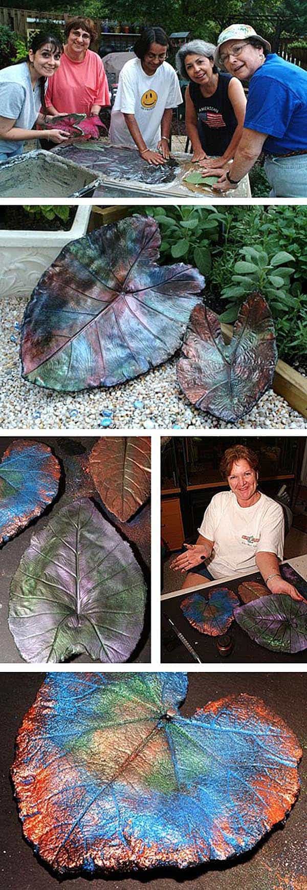 Concrete Garden Décor Cast From Large Leaves