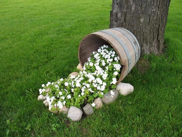 Accent Your Spilled Flower Planter with Stones