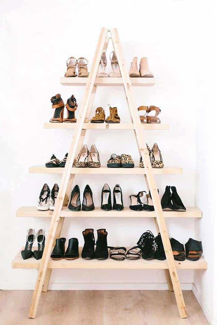 Turn a Ladder into a Chic Shoe Organizer