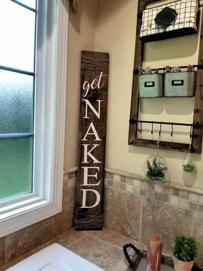 Vertical Wood Sign For Bathroom