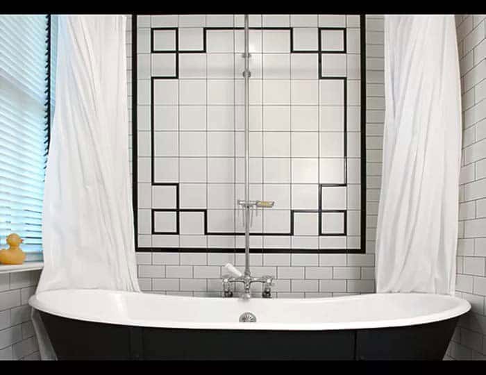 Tile Pattern Pops Against Black Tub