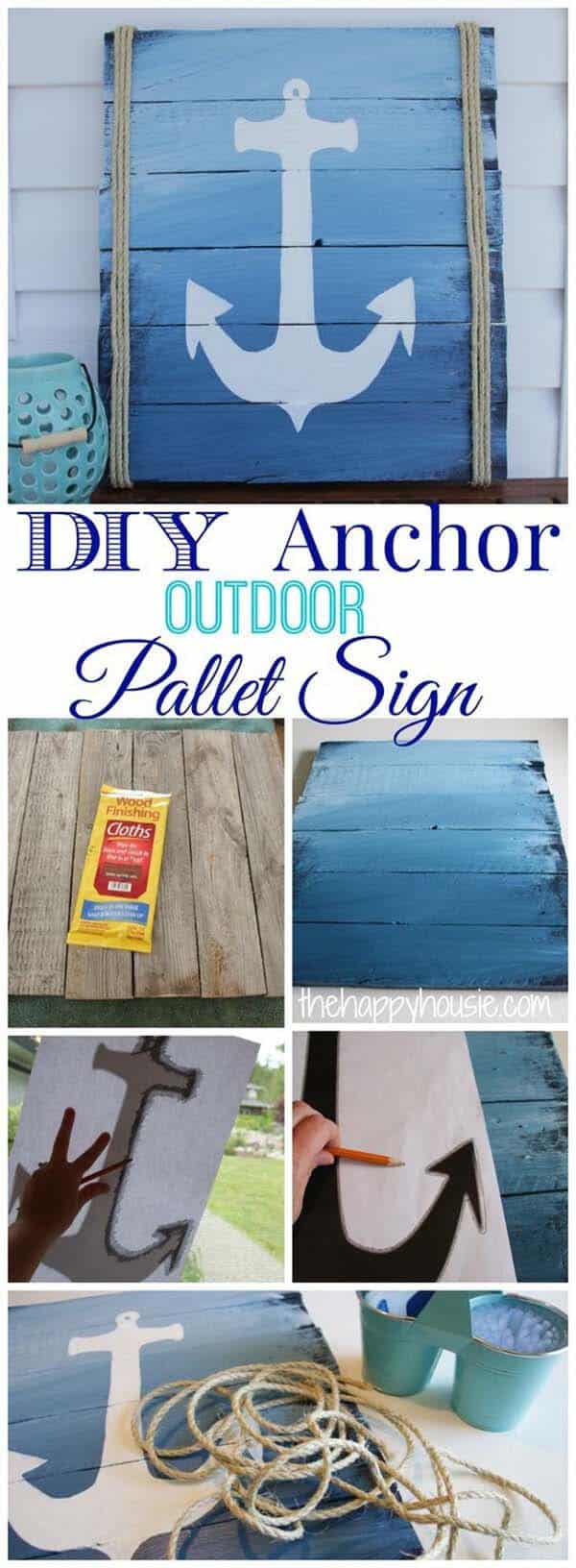 Stenciled Anchor Sign Made With Reclaimed Wood