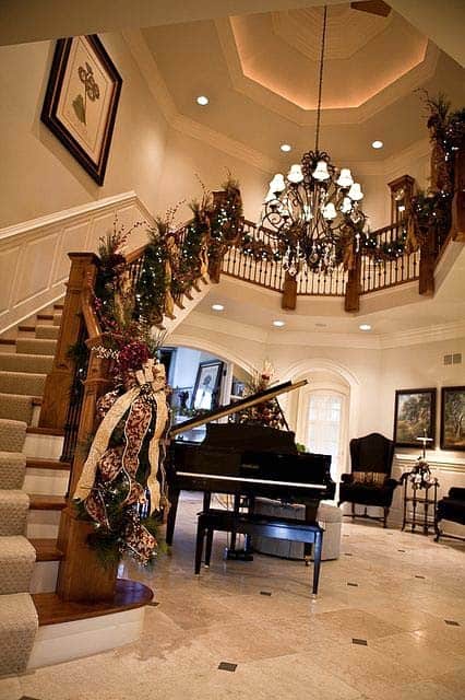 Accent Your Staircase Decorations with a Piano