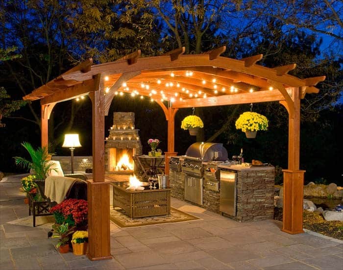 Four Poster Backyard Kitchen Pergola