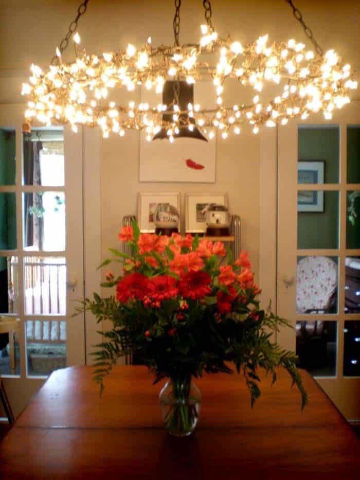 Create Rustic Chandelier From String Lights