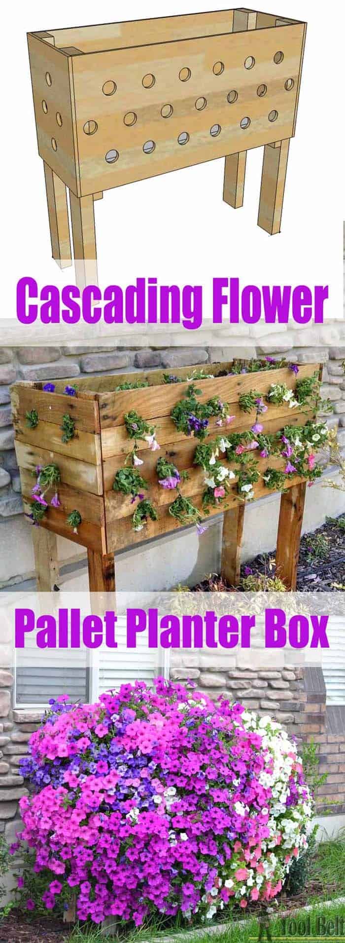 Wooden Pallet Planter Box for Cascading Flowers