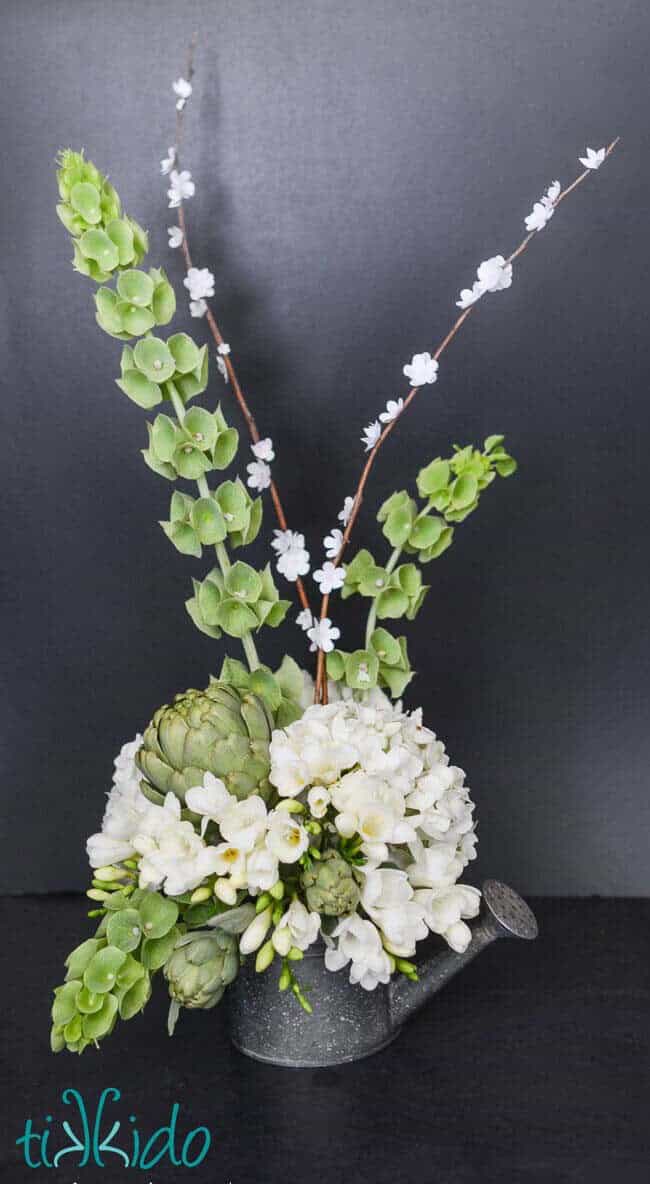 Green and White Stems Add Height to Artichokes & Flowers