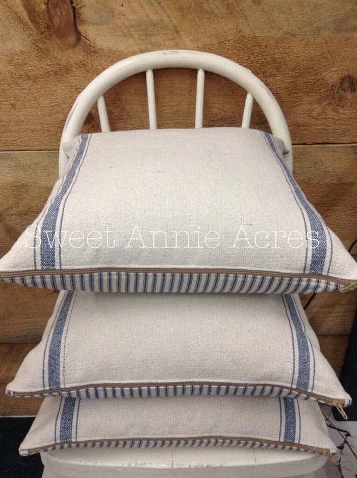 Canvas Pillowcase in Classic Coastal and Farmhouse Design