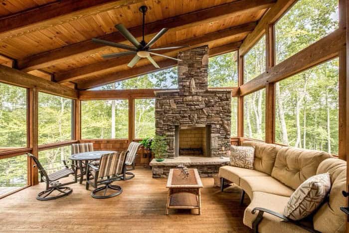 Screened Porch With Wood And Glass