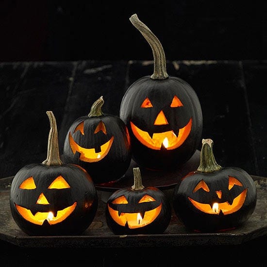 Extra Eerie Painted Black Pumpkins