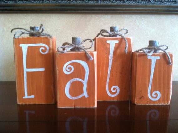 Make a Rustic Fall Sign with Wooden Pumpkin Blocks