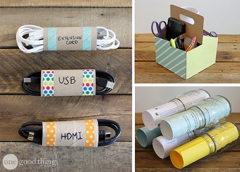 Upcycle Toilet Paper Rolls Into Cable Holders