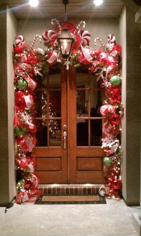 Dramatic Doorway Christmas Candy Display