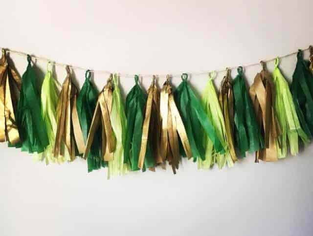 Create a Colorful Garland with Green Paper Pieces