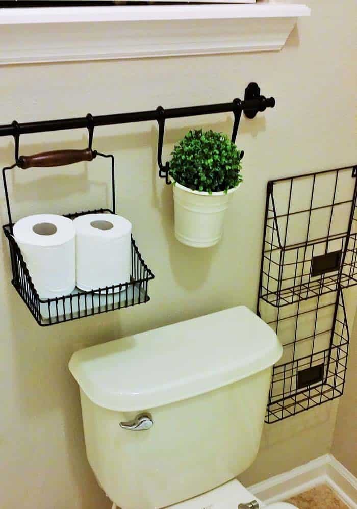 Maximize Unused Bathroom Space with Hanging Wire Baskets