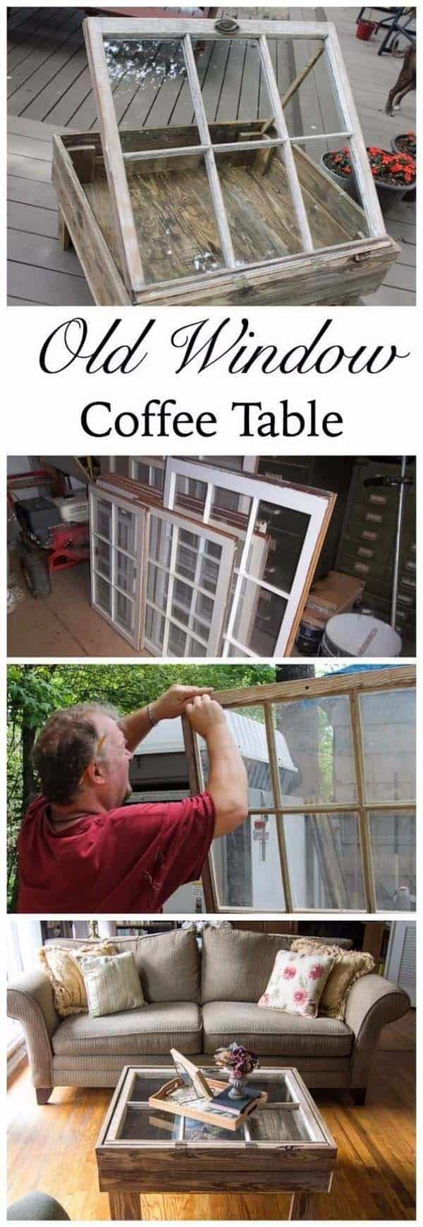 Repurpose Your Old Windows into a Coffee Table