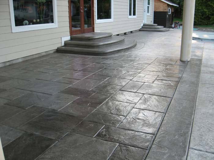 Patio With Stone Slab Steps