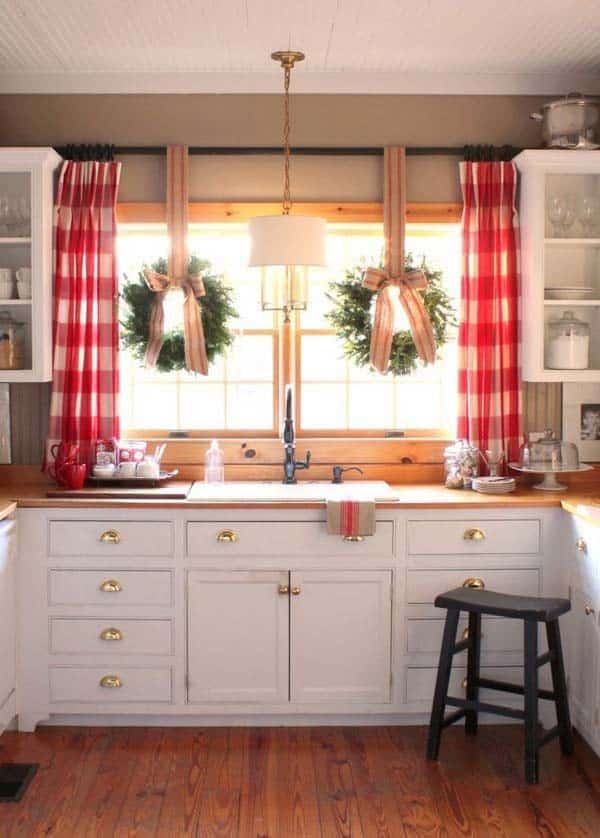 Adorn Your Kitchen Windows with Boxwood Wreaths