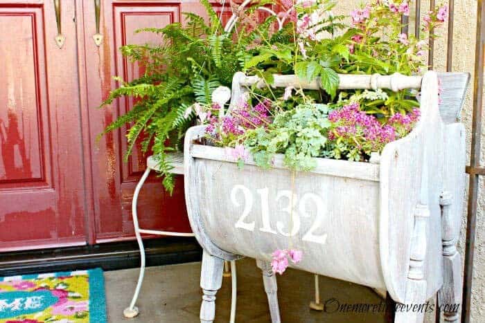 Antique Sewing Cabinet Flowerpot