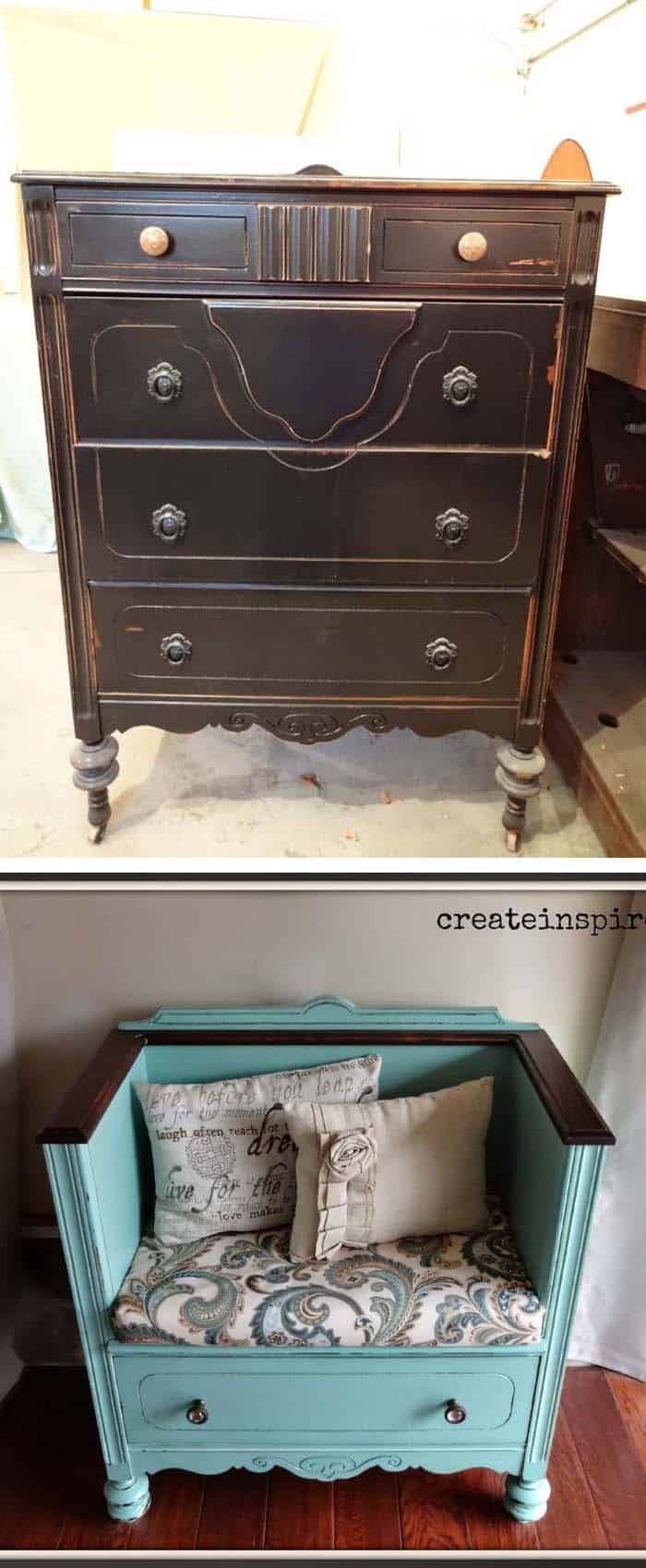 Turn Old Dresser into Stylish Bench