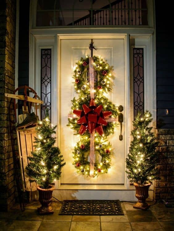 Brighten Your Porch with Wreaths and String Lights