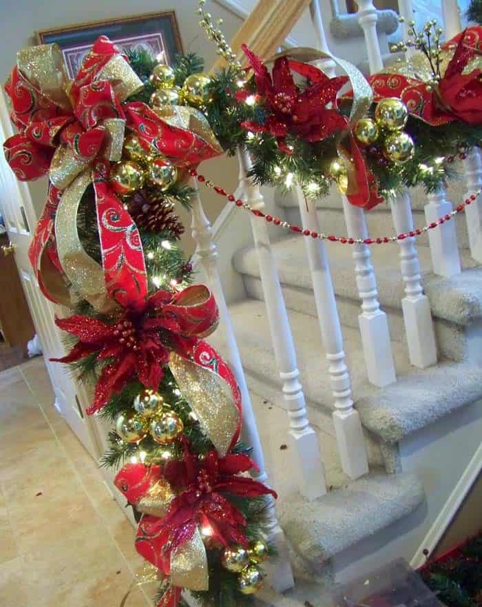 Woven Sparkling Ribbon Stair Garland