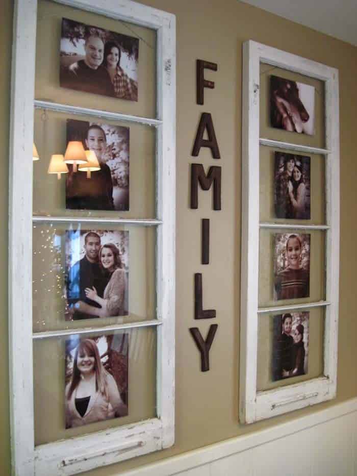 Personalize Your Photo Collage Wall Art Using Old Windows