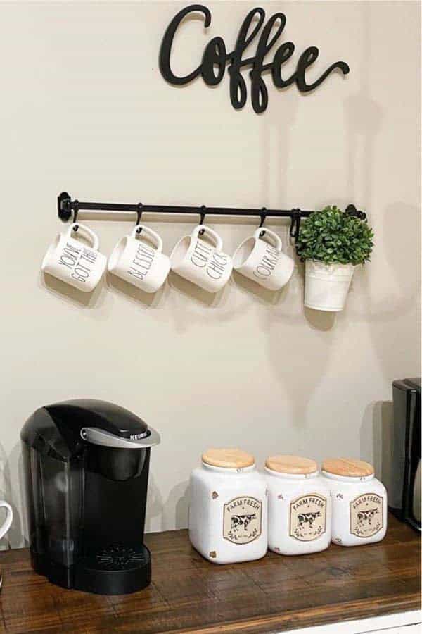 Hanging Rae Dunn Coffee Cups