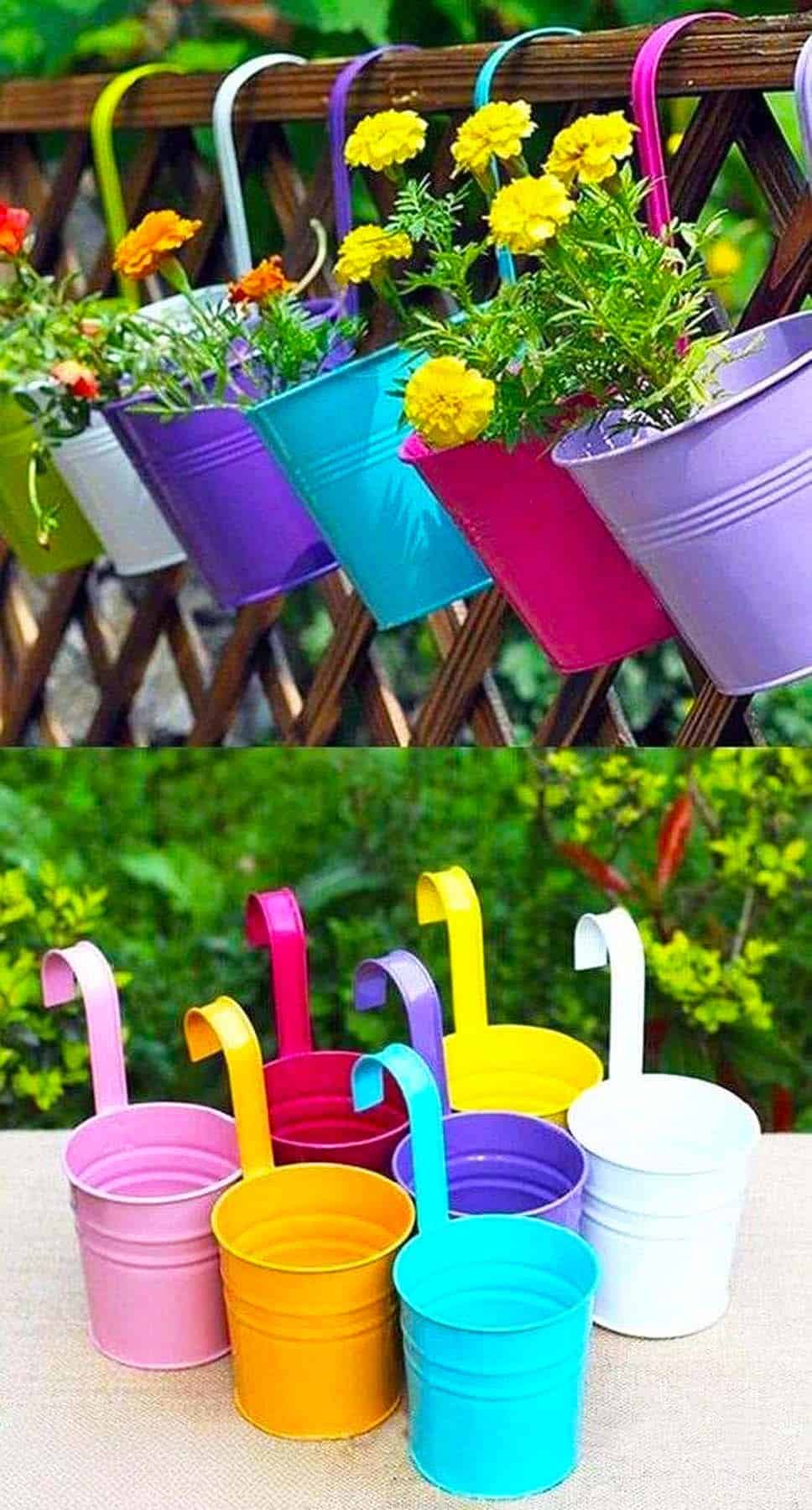 Colorful Bucket Planters