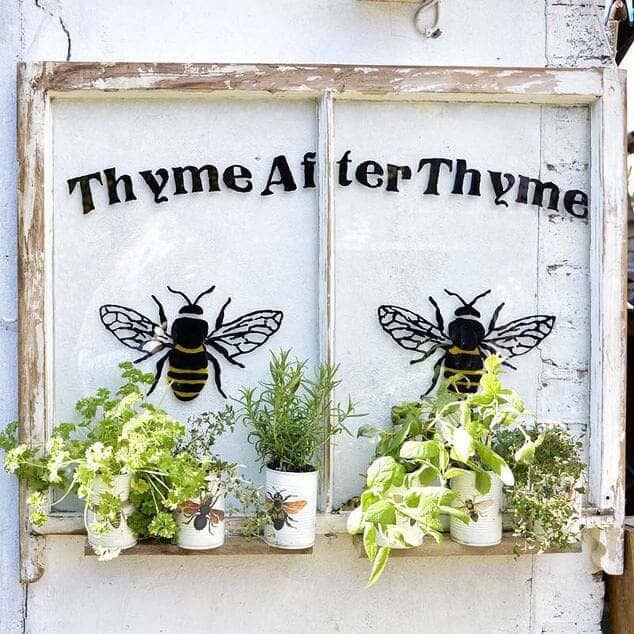 Upcycled Window Planter with Hand-Painted Bee Accents