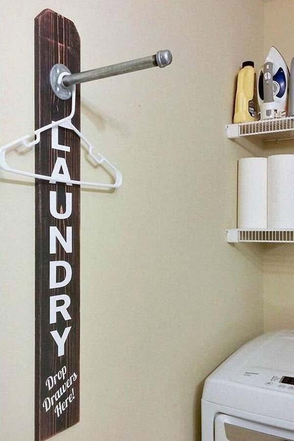 Vintage-Style Laundry Room Towel & Hanger Rack