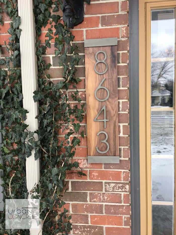 Modern Farmhouse Number Sign With Wood And Cement