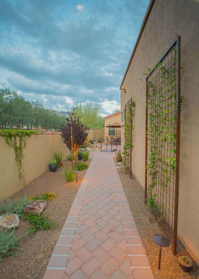 Upgrade Walkway with Herringbone Brick Path and Vines