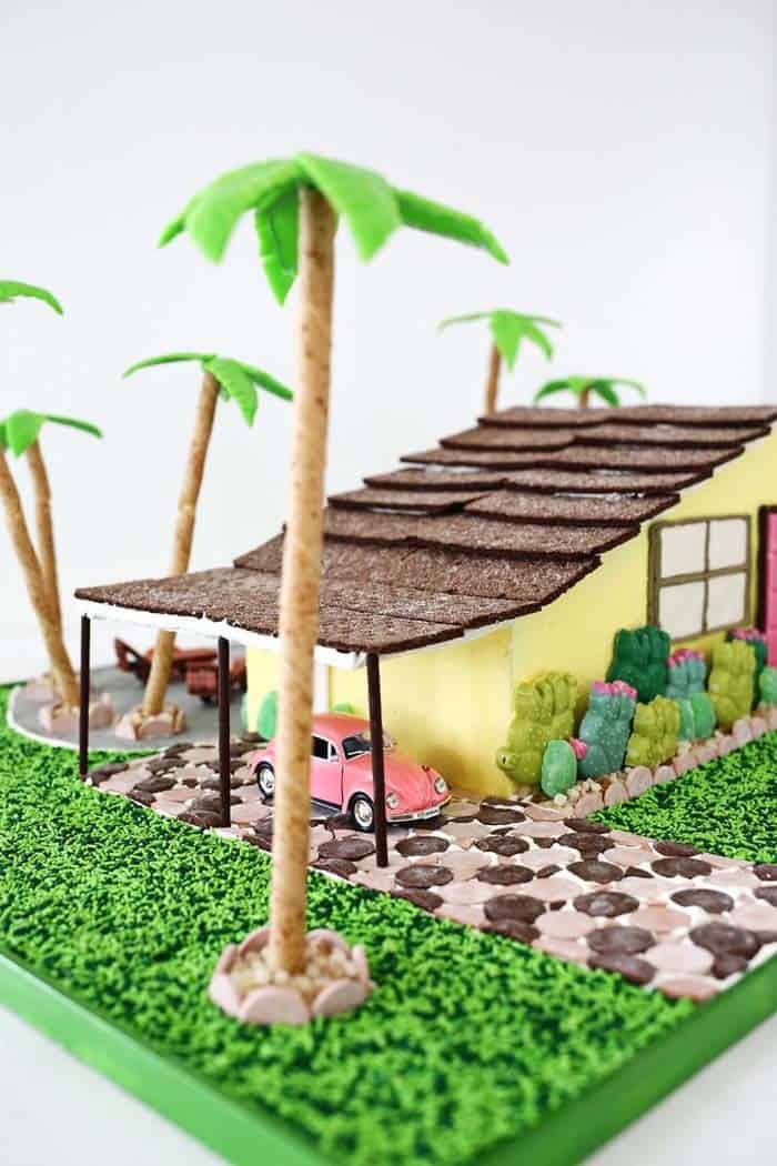 Give a Gingerbread House a Seaside Look with Palm Trees