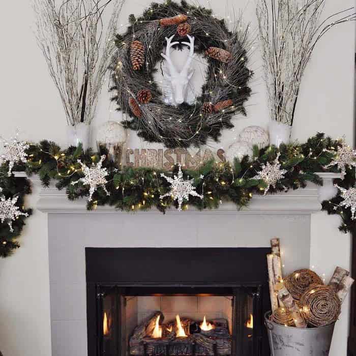 Create a Unique Winter Wonderland Christmas Mantel Decor