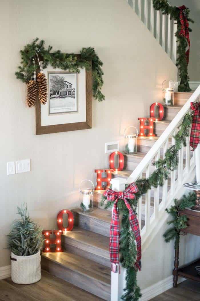 Decorate Stairs with Lit Monogrammed Letters