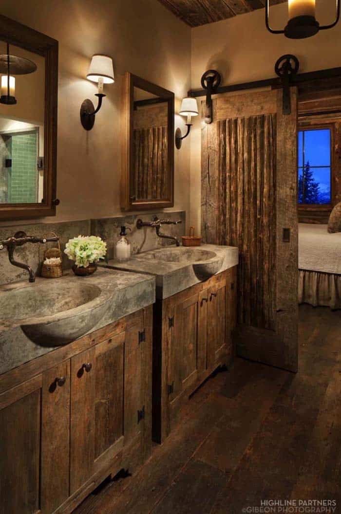 Rustic Wood And Concrete Bathroom