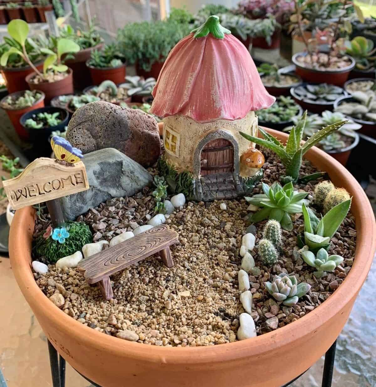 Whimsy Fairy Garden In A Terra Cotta Pot