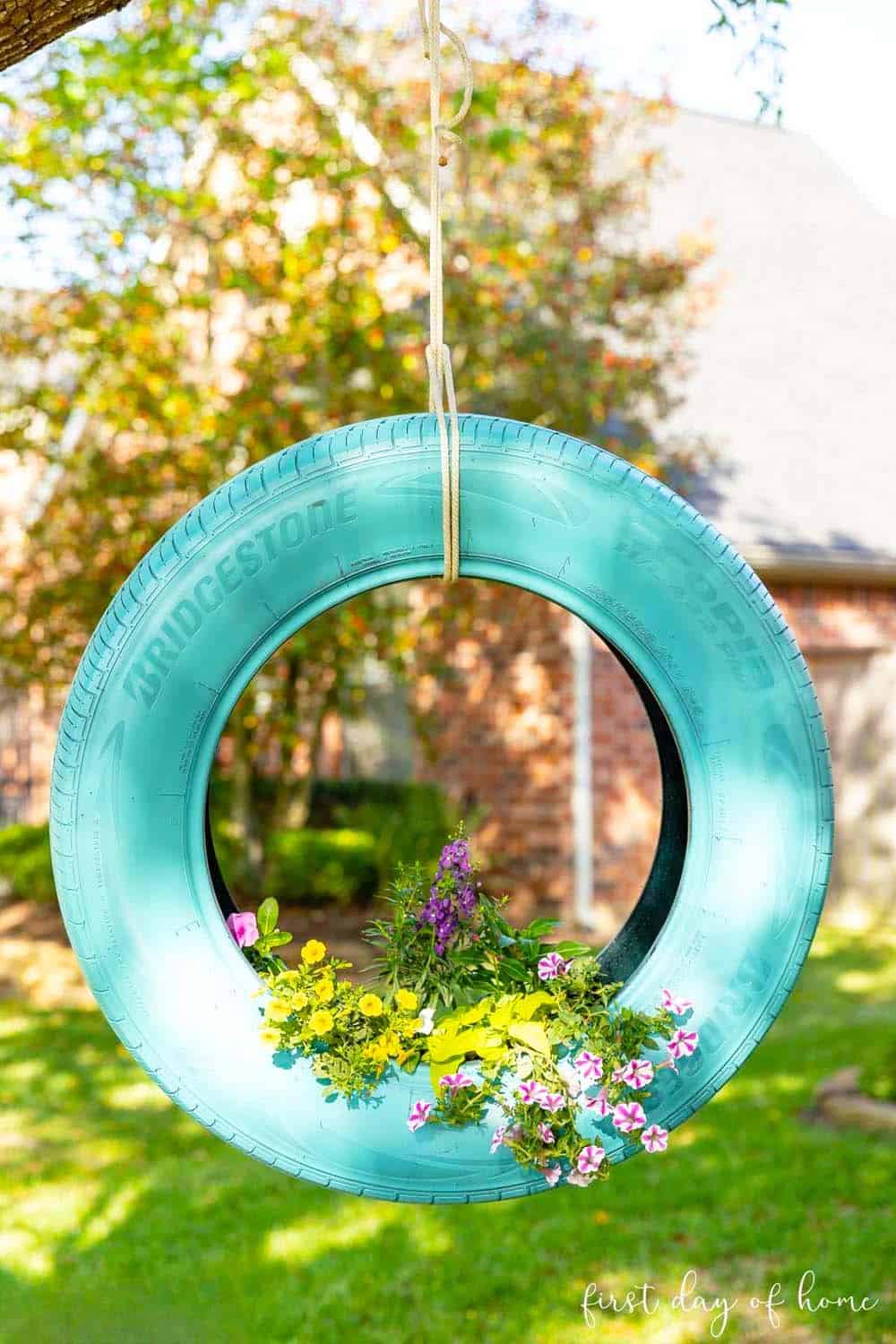 Suspended Tire Planter